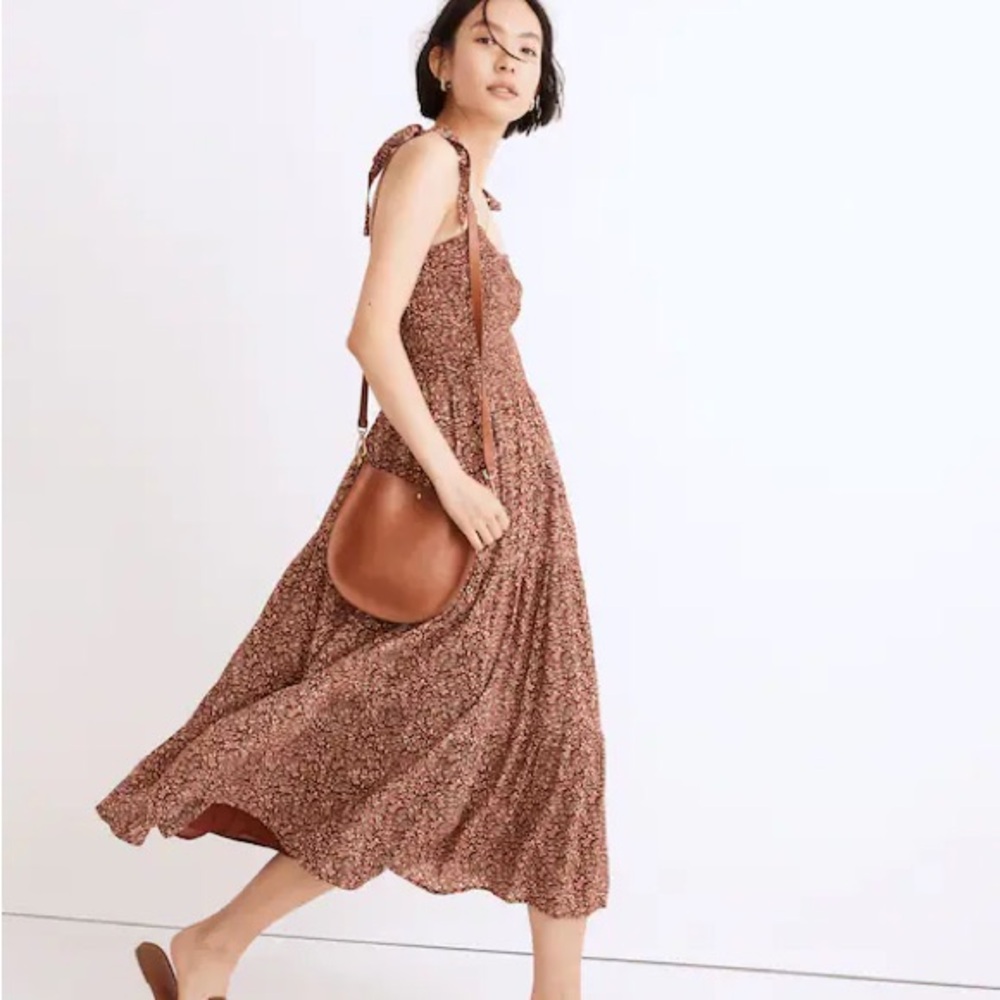 Madewell Lucie Tie Strap tiered midi dress